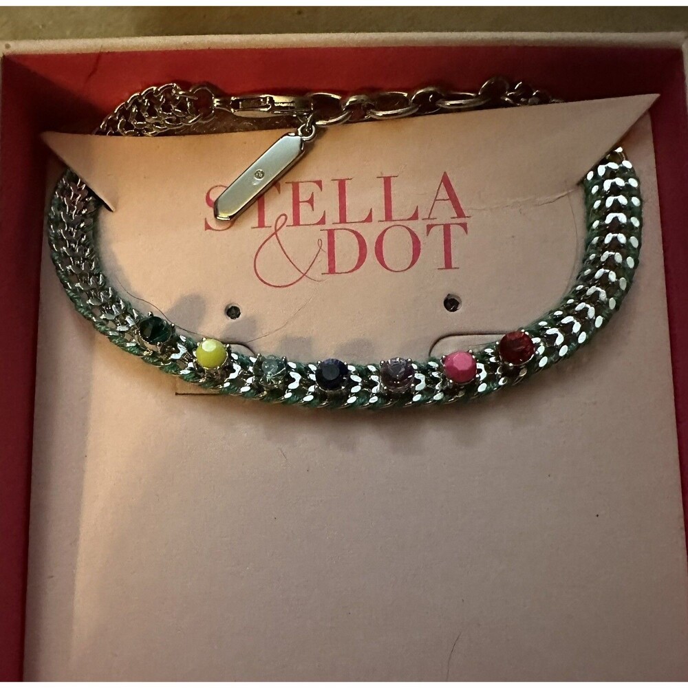 Stella & Dot Rainbow Friendship Bracelet 7" Lobster Clasp NIB Colorful Beads